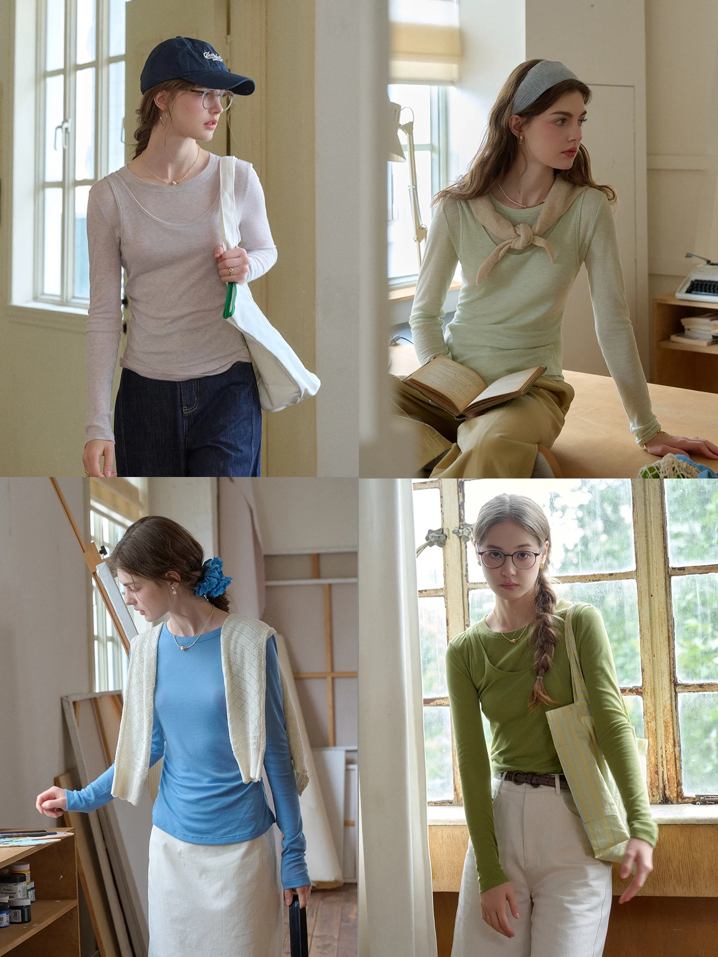 

Вязаная футболка SimpleRetro Cloud Diary с длинным рукавом из шерсти и лиоцелла, художественный многослойный дизайн, женская модная одежда для повседневной носки, стандартный крой