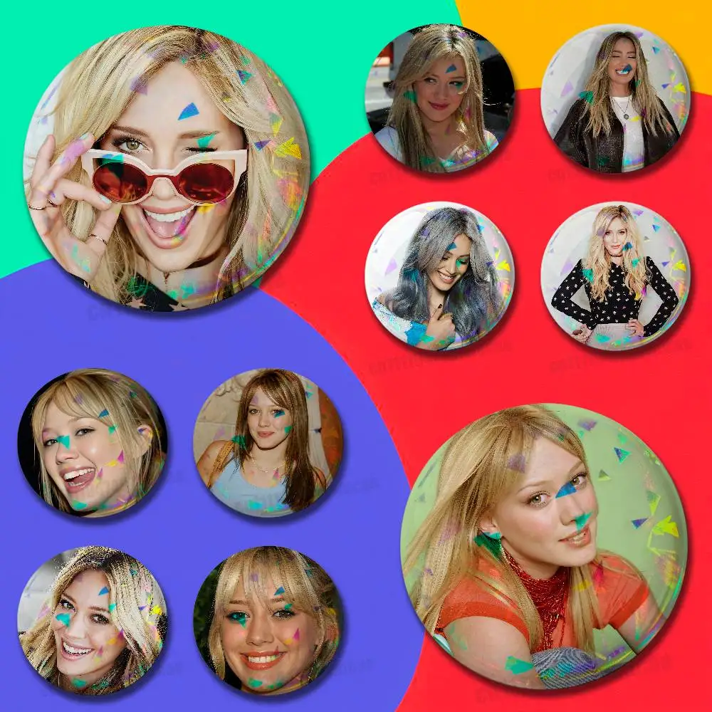 For Hilary Duff Badge Cover Emblem Custom Pin Insignia Decoration 32mm 25mm Button Laser Film