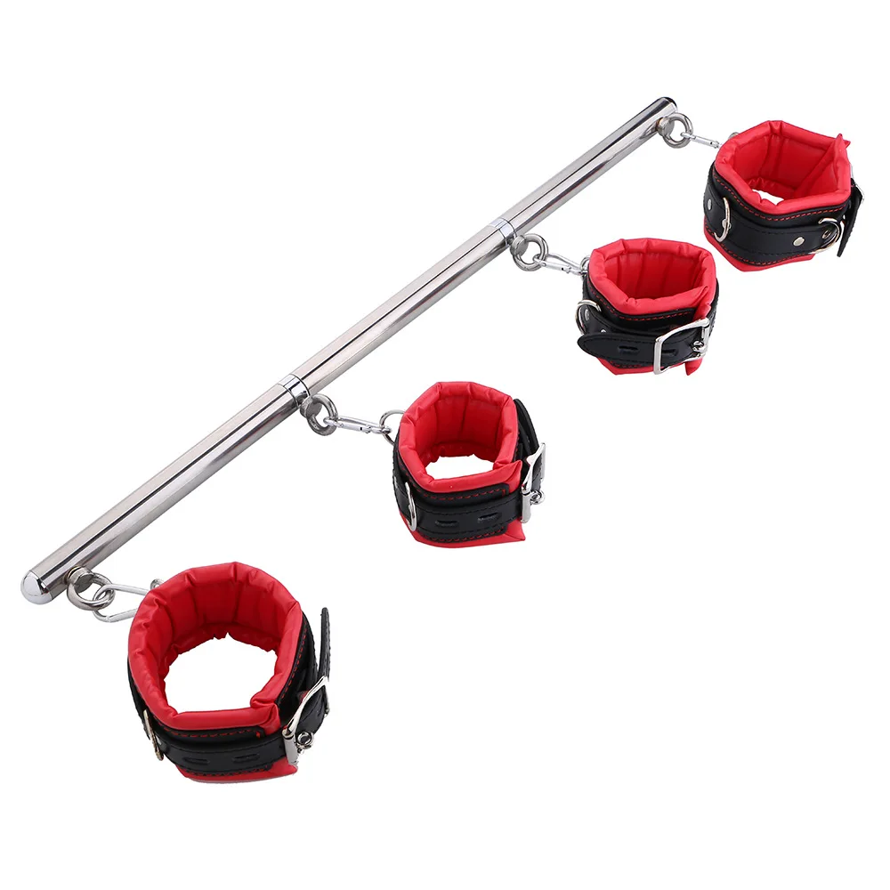 

Stainless BDSM Bondage Kit Steel Extendable Spreader Bar Slave Handcuffs Ankle Cuffs Fetish Restraints Set Sex Toys for Couples