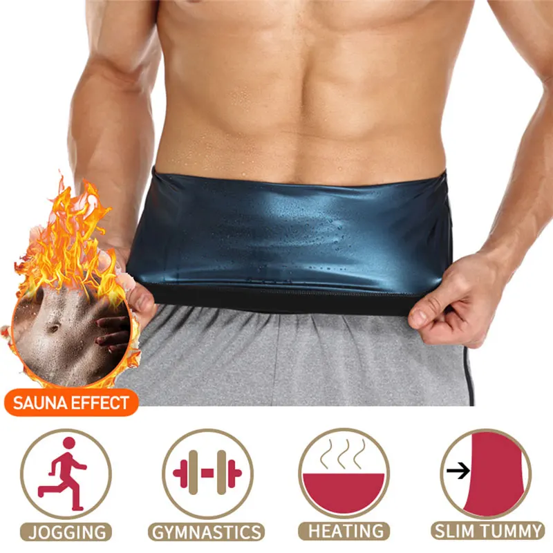 Neoprene-Free Men Sweat Body Shaper Waist Trainer Sauna Effect Slimming Belt Thermal Shapewear Corset Fitness Belly Cincher