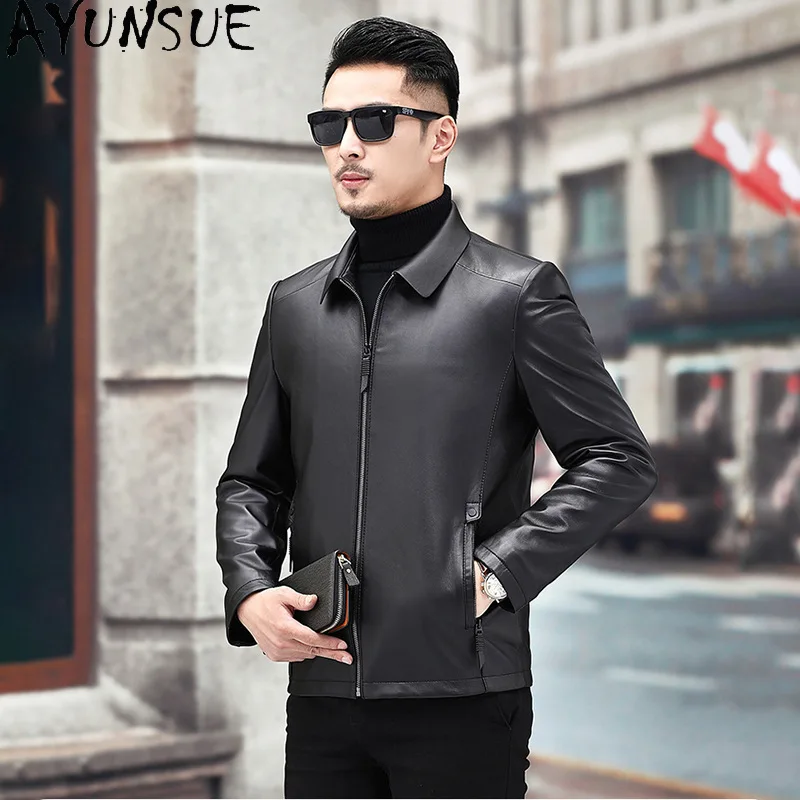

Мужская куртка из натуральной кожи AYUNSUE, весна-осень 2022, мужская одежда, мотоциклетные куртки из натуральной овчины, тонкий стиль Jaqueta De Couro