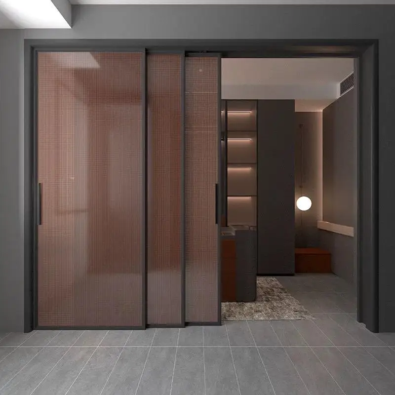 High Quality Indoor Corrosion Resistant Aluminum Frame Glass Door Hidden Track Design Sliding Door Multifunctional Sliding Door