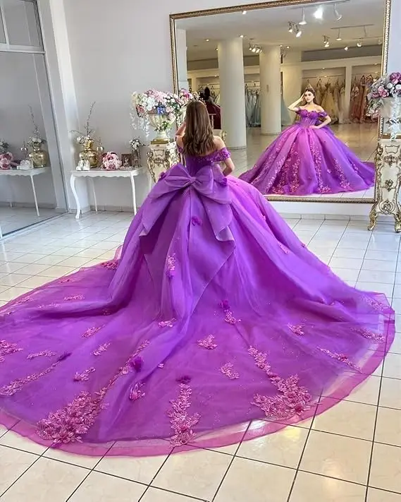 Фиолетовые платья Quinceanera, милое платье принцессы с открытыми плечами для дня рождения 15,-16 лет, платья на заказ, платья de 15 años