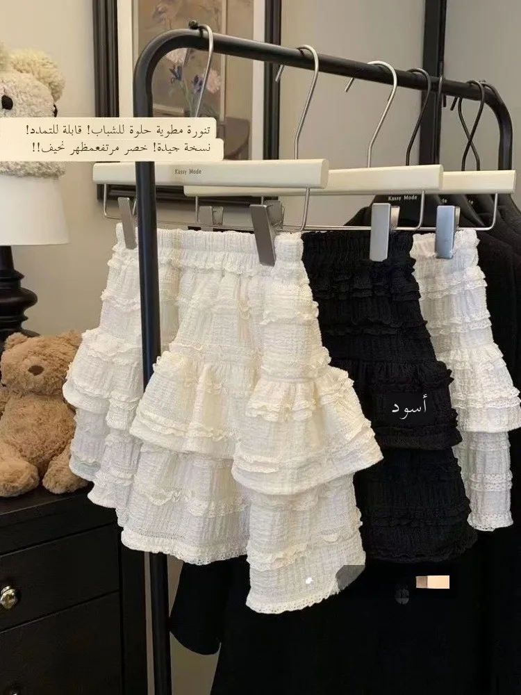 

Ballet Sle High Waist A-Line Skirt Women's Sweet Summer ort Skirt Bla Cake Skirt f-length White Skirt