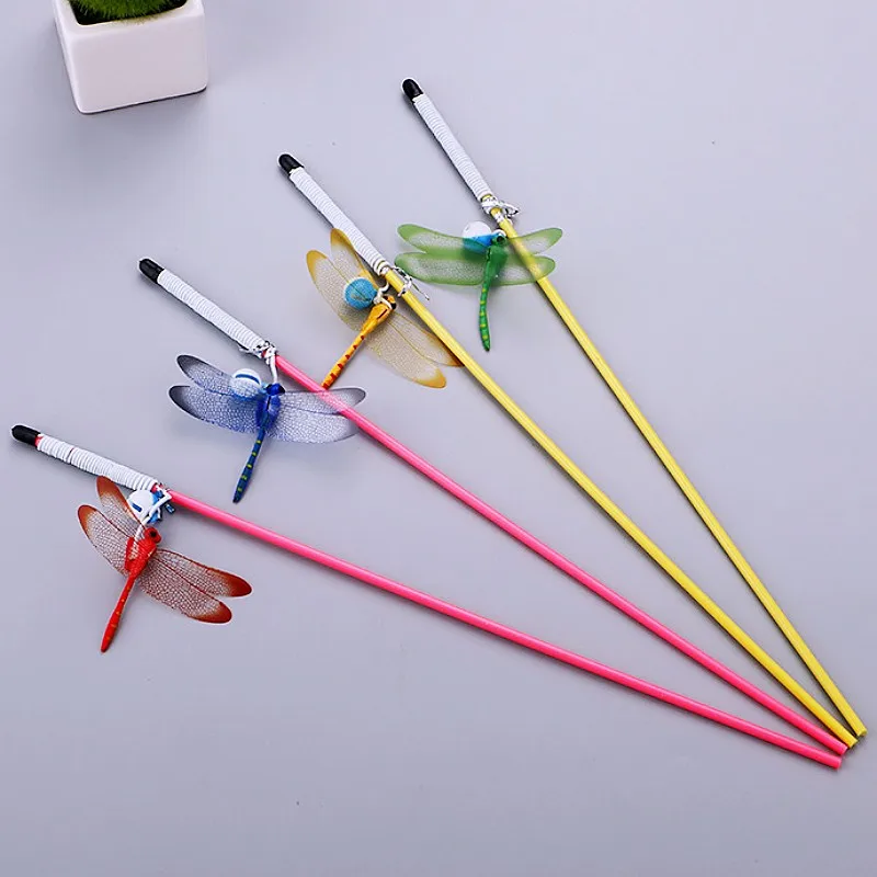 Cat Toy Dragonfly Cats Stick Teaser Cat Toys Interactive Butterfly Stick Toys for Cats Teasing Dragonfly Kitten Toy Pet Supplies
