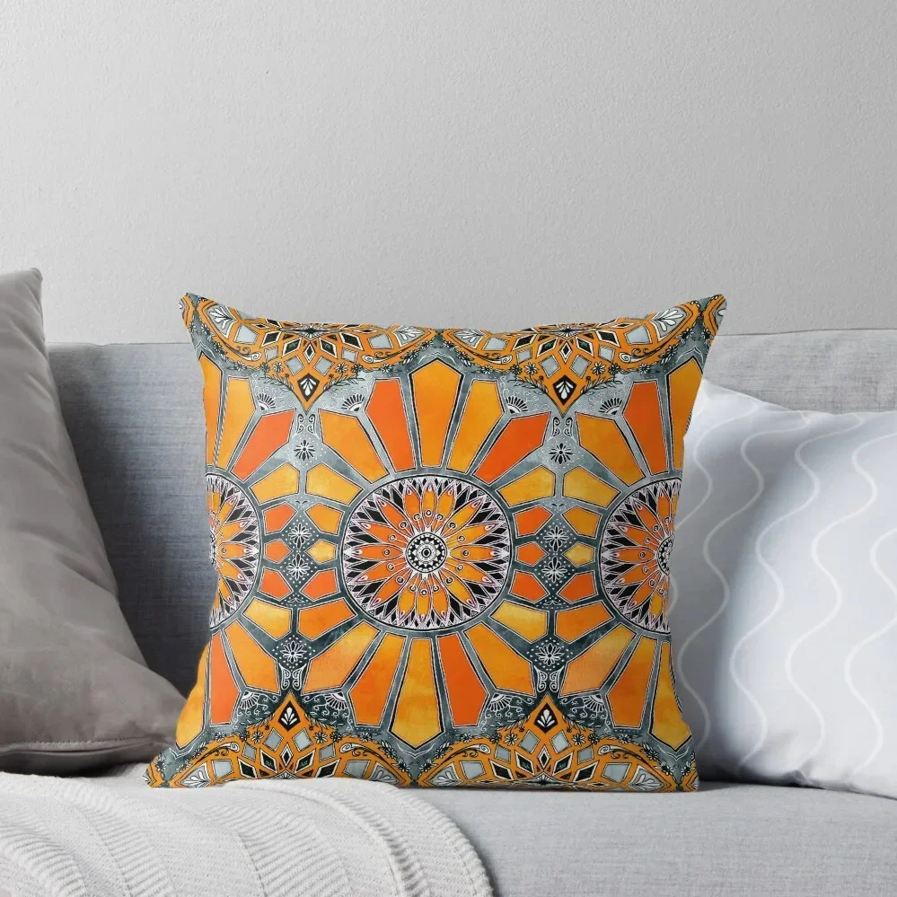 

Celebrating the 70's - tangerine orange watercolor on grey Throw Pillow Christmas Pillow Covers Pillow Case Christmas