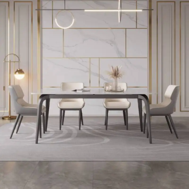 

！@Italian Rectangular Table Luxury Designer White Kitchen Dining Table Luxury Space Saving Nordic Mesa De Jantar Modern Furnitur