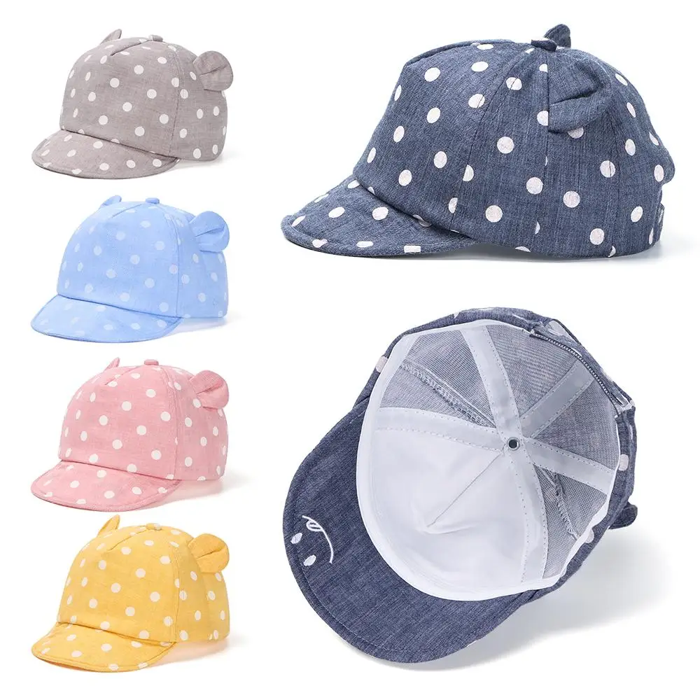 New For 6-24Months Outdoor Girls Boys Dot Beach Caps Children Sun Hat Rabbit Ear Cap Baby's Baseball Hat