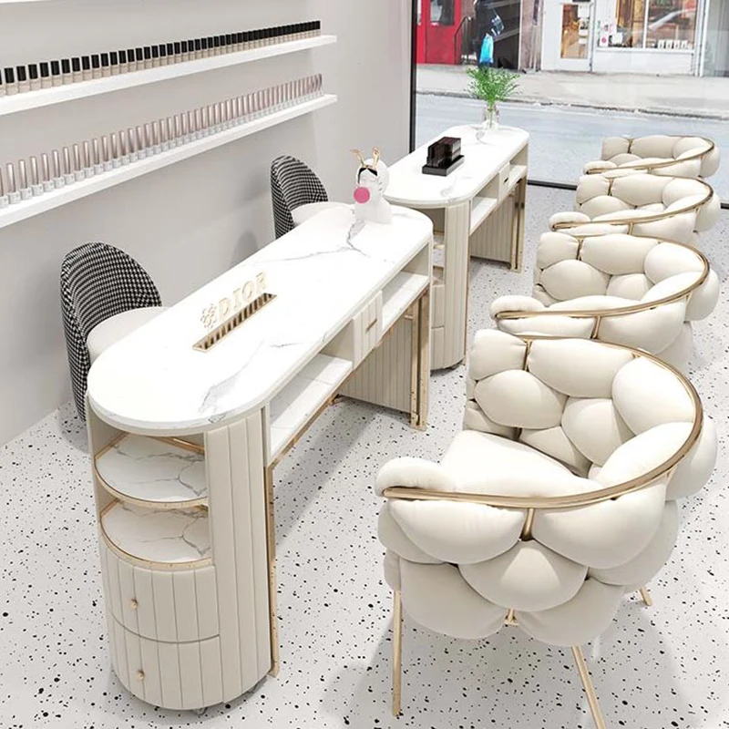 Nordic Minimalist Manicure Nail Table With Storage Design Luxury Unique Nail Table Trendy Modern Mesa Manicura Salon Furniture