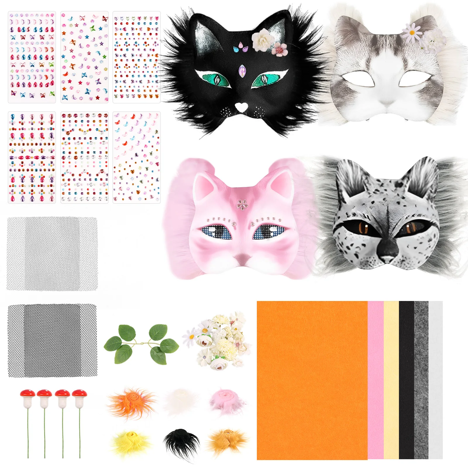 

Набор масок «сделай сам», маска животного и кошки, художественное ремесло, Хэллоуин, ролевая маска для косплея, реквизит для фотосессии для Хэллоуина, вечеринки в маске, танцевальной вечеринки