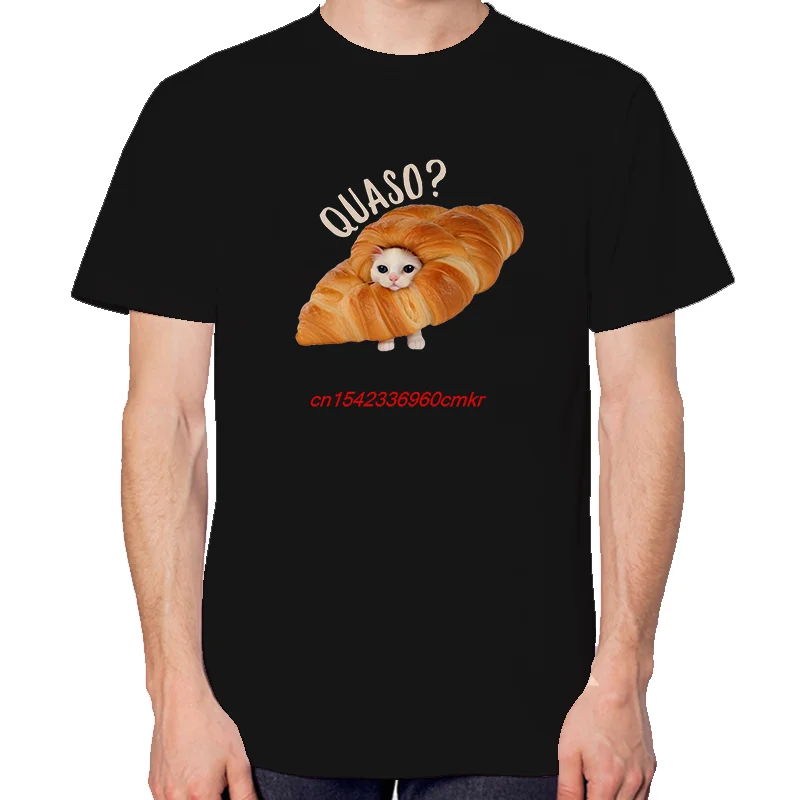 Croissant Cat Meme Funny Graphic T Shirts Summer New In Tops And T-Shirts High Quality Short Sleeve Tee Men's Cotton T-Shirt