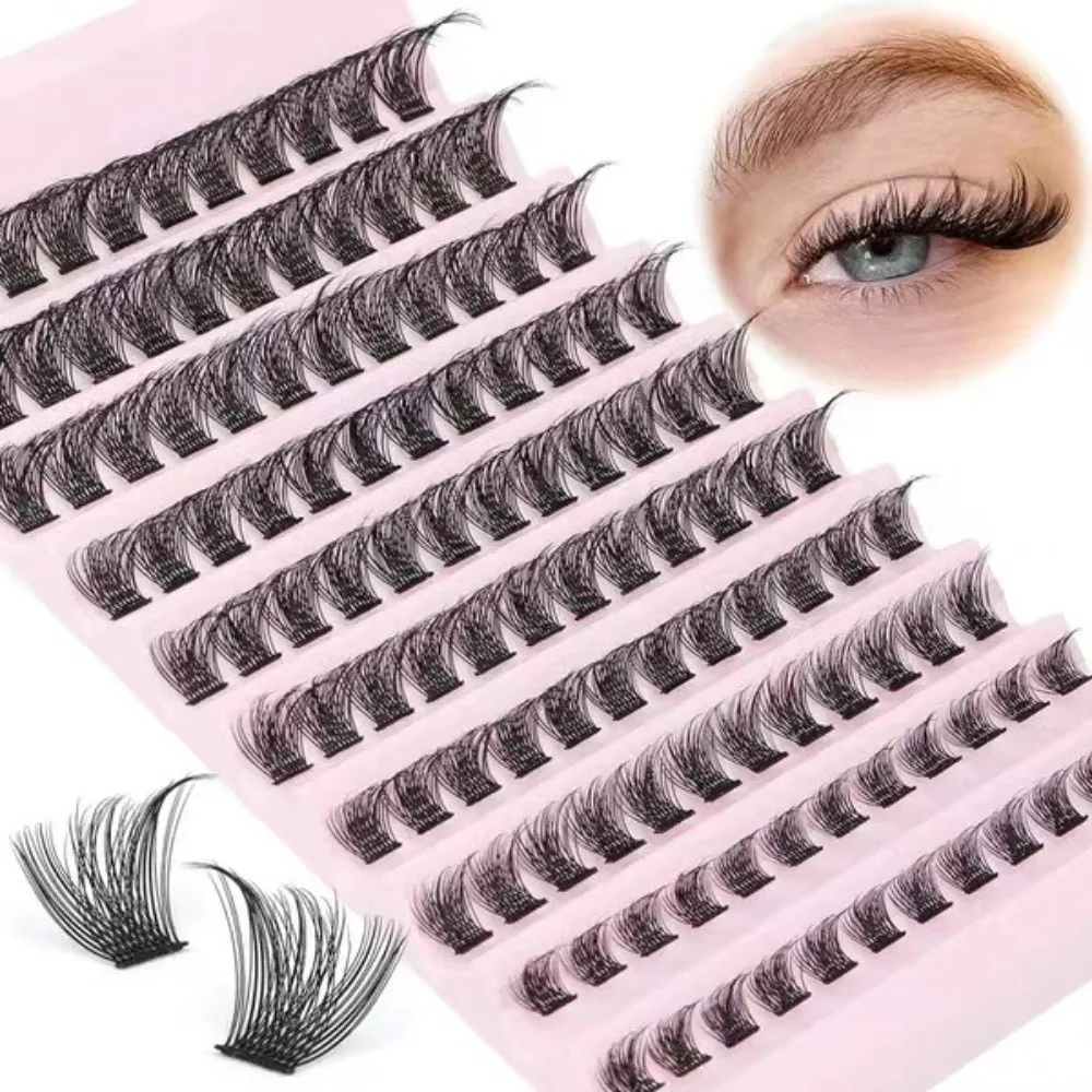 3D Mink Effect Segmented False Eyelashes Mixed Length 8-16mm Fake Eyelash Set Reusable Soft Fluffy Invisible Eyelashes Women