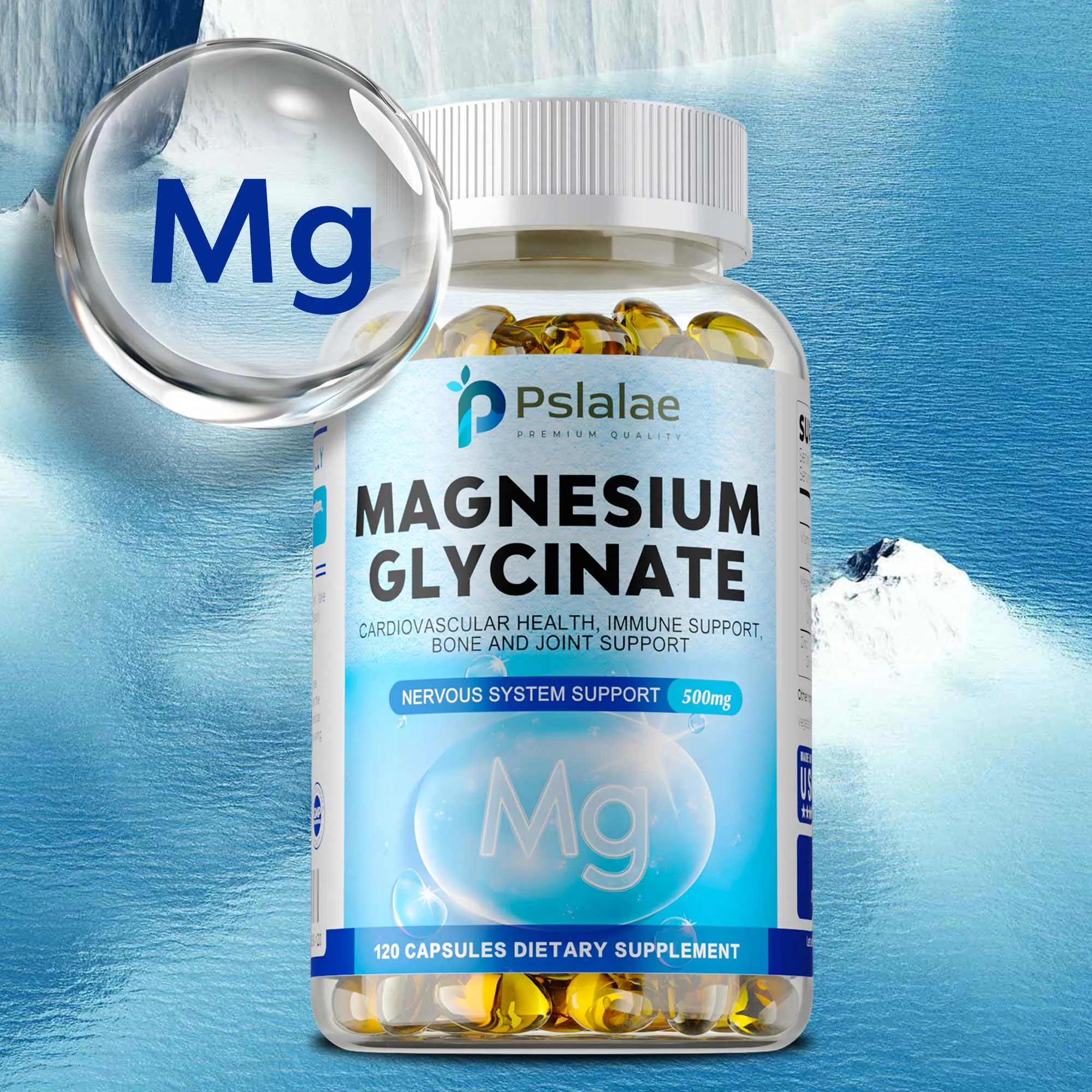 

Magnesium Glycinate - Reduce Stress & Anxiety, Improve Sleep Quality, Enhance Memory, Support Joint, Bone and Muscle Health
