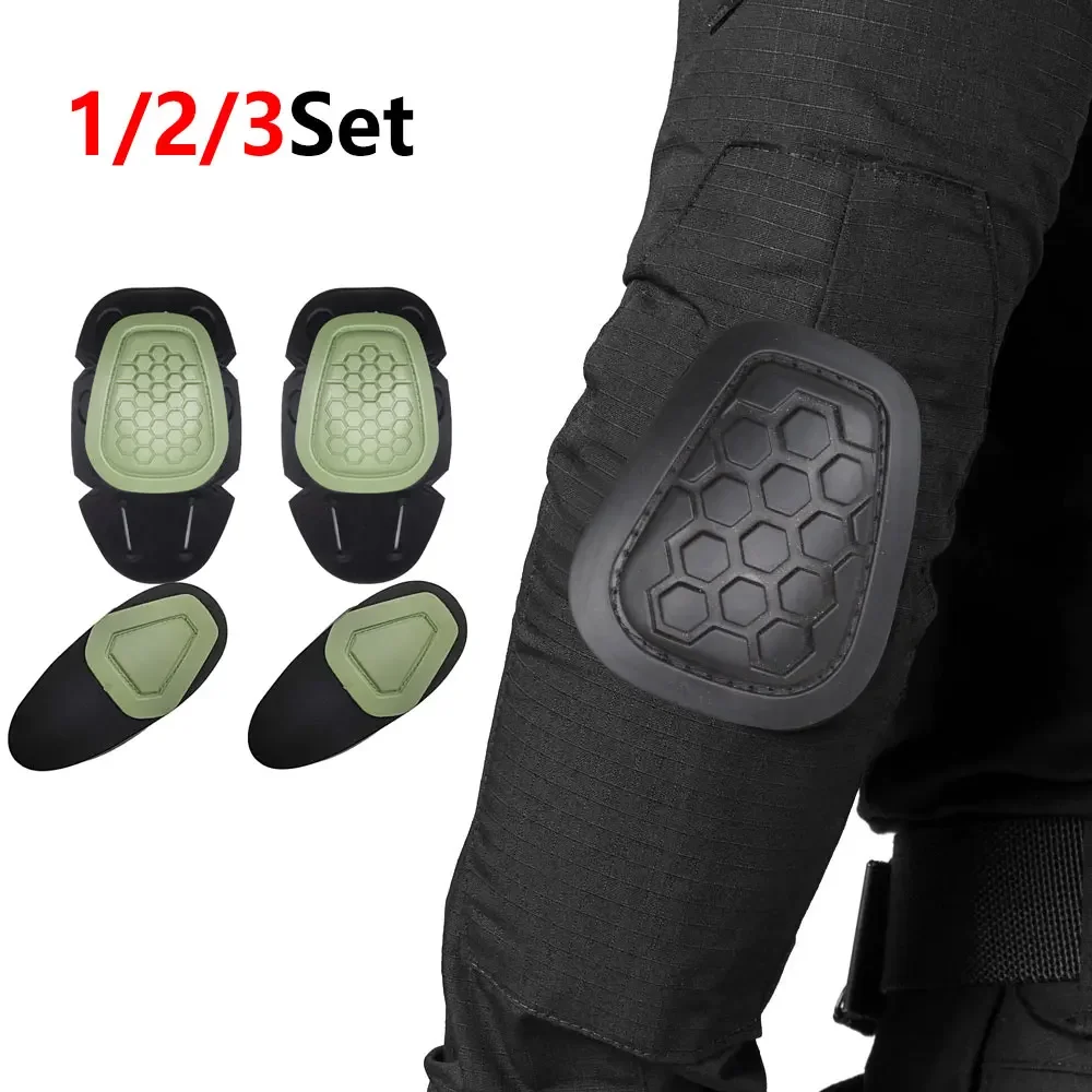 1/2/3Sets Outdoor Adventure Tactical Knee Elbow Pads, EVA Buffer Protective Inserts, Anti-Scratch TPU Guards for Combat Training