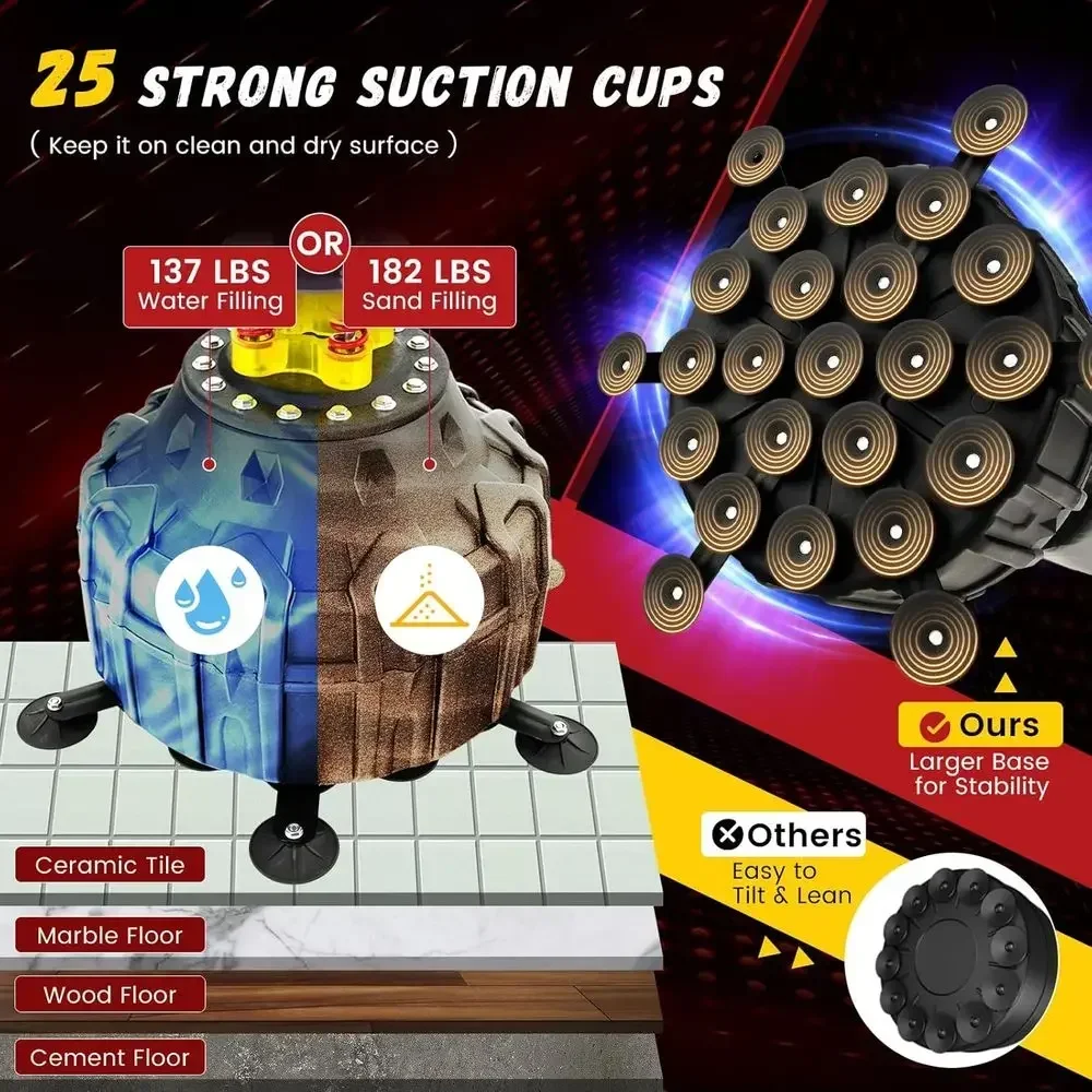 71 Heavy Duty 182lbs Suction Cup Boxing Bag with Stand, Gloves, and Base - Suitable for Adults & Youth in MMA, Muay Thai Trainin