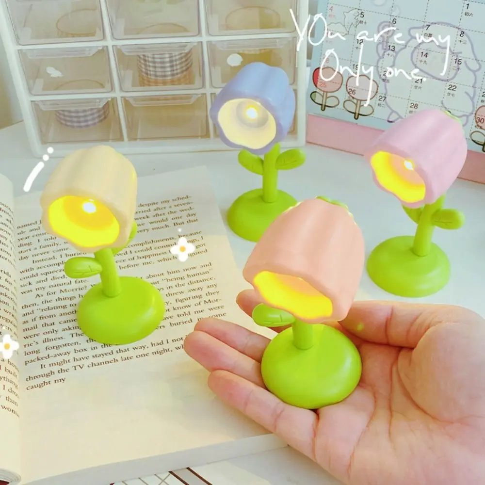 2024 Cute Mini LED Flower Night Light LED Colorful Desktop Ornament Birthday Gift Small Table Lamp