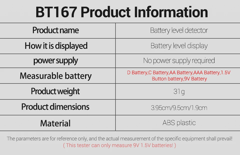 Batterietester ANENG BT167 Detektor Multifunktionale Messung der Batteriestand schnell ABS-Kunststoff Präzise Messungen Tester Werkzeuge – Detail 8