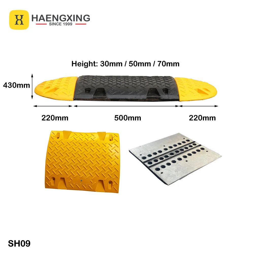 Driveway Outdoor Road Industrial Recycled Rubber Durable One Way Safety Bump Speed Reducer Fixed
