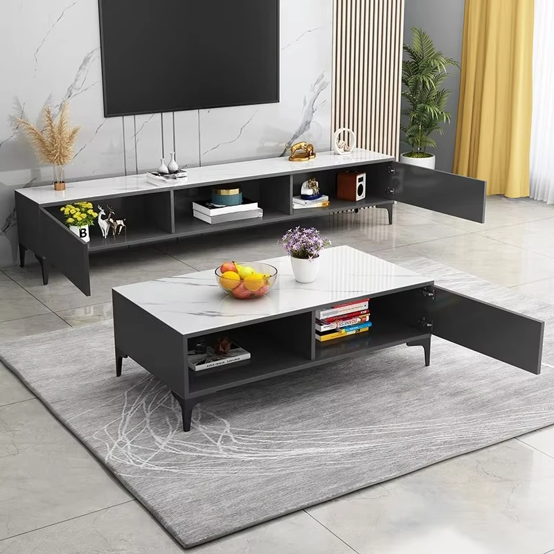 

Light luxury living room modern simple TV cabinet and coffee table combination, suitable for small apartment bedroom home