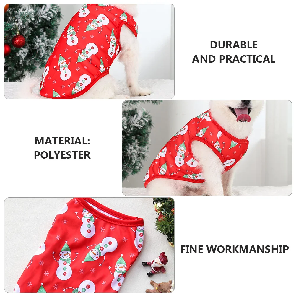 

1Pcs Christmas Theme Dog Vest Pet Clothes Xmas Polyester Warm Outfit for Small Dogs Holiday Costume Dog Clothes