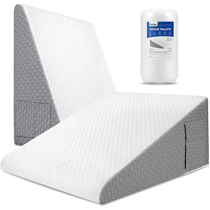 

1Pc Memory Foam Pillow Triangle Wedge Design Fabric Material Neck Support Sleep Acid Reflux Recovery Hotels Post-Surgery Care