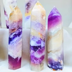 Natural Crystal Purple Flower Fluorite Column - Perfect For Meditation And Therapy, Home Decoration