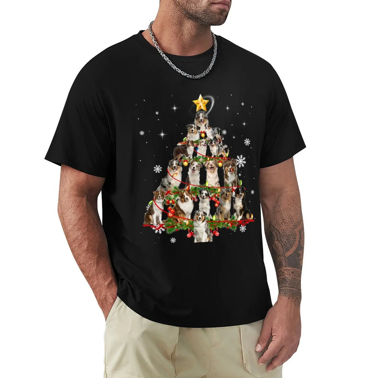 

Australian shepherd Christmas T-Shirt anime t shirts anime clothes plain white t shirts men