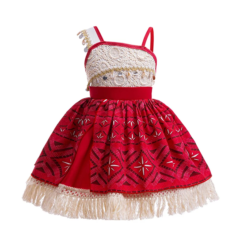 2025 Little Girl Casual Moana Dress Role Playing Ocean Adventure 2 Fancy Vaiana Halloween Princess Costume Summer Clothing Frock