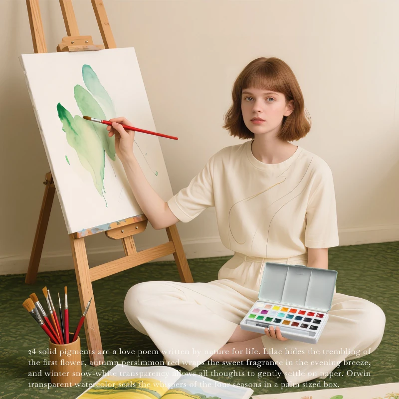 24 لونًا من الألوان المائية الصلبة، لون نقي وسهل الغمس للمبتدئين، تصميم توضيحي للرسم الخارجي، ديكور فني للأظافر #5