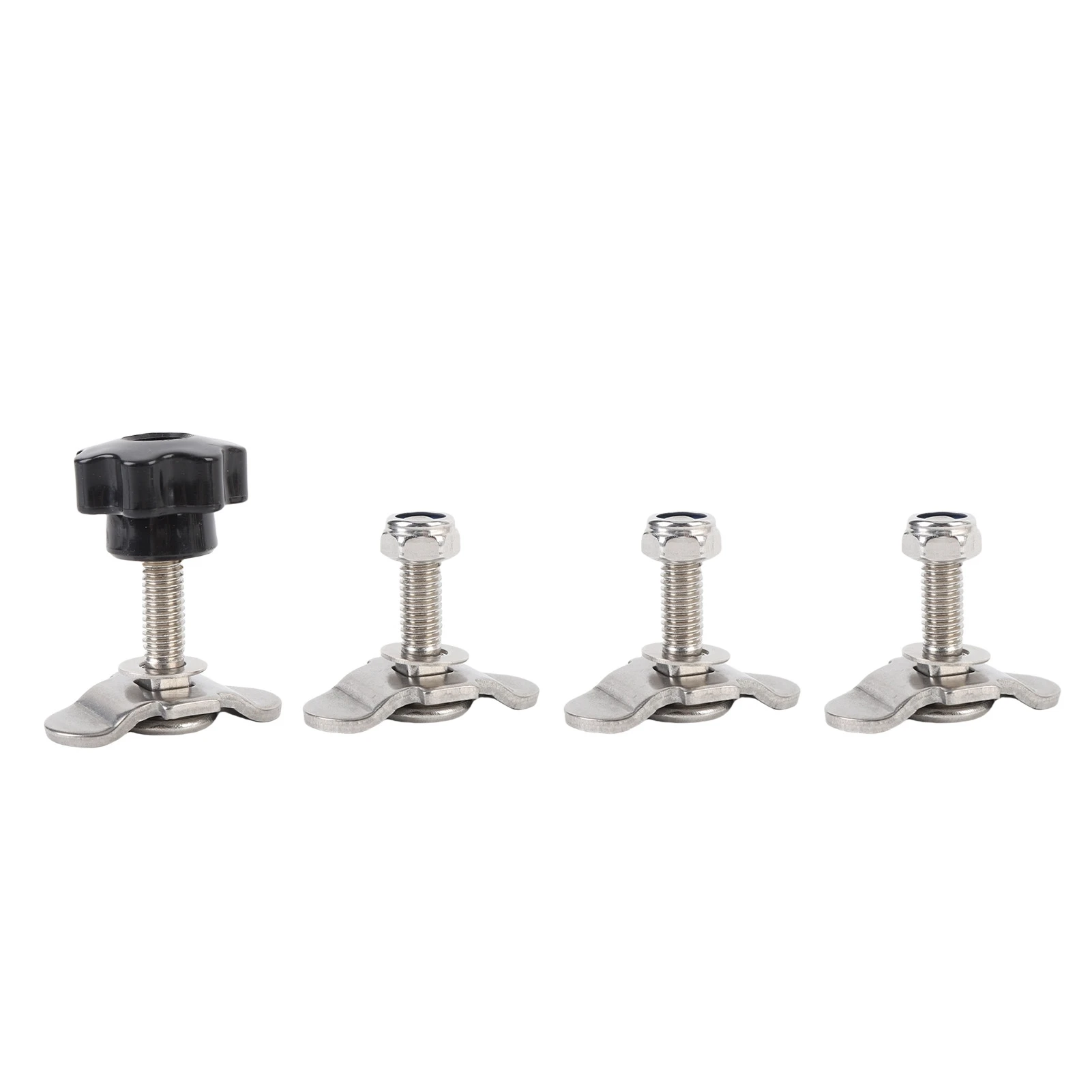 L Track Tie Down Fittings M8x35mm Stainless Steel Double Lug Threaded Stud Nut Kit for Truck Bed Trailer Cargo Control RV