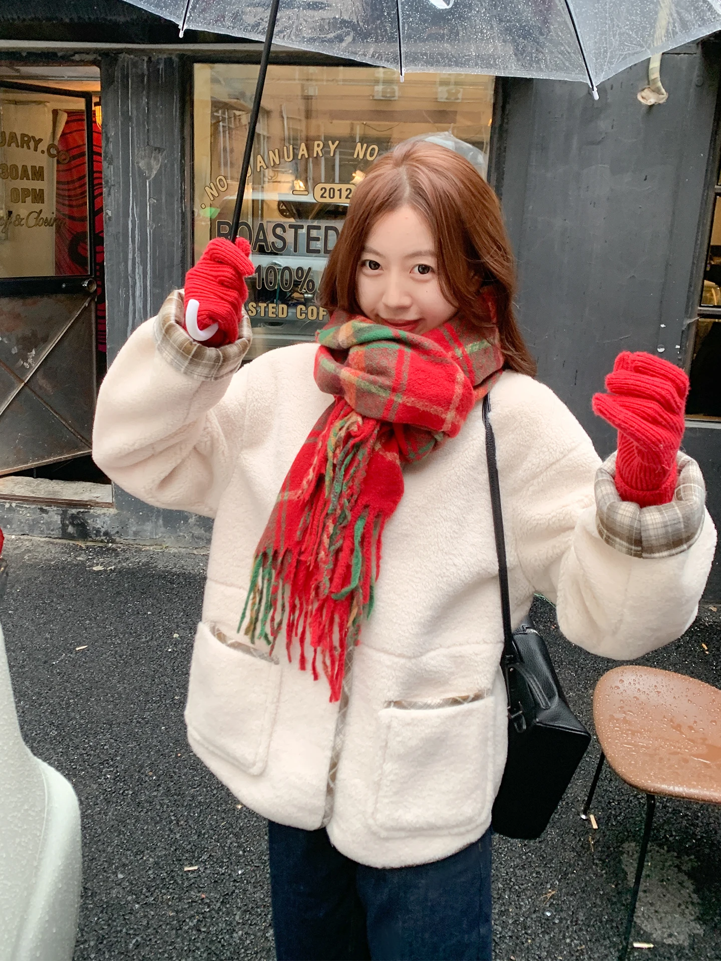 

Корейское женское пальто из меха ягненка, теплое клетчатое хлопковое осенне-зимнее новое пальто из полиэфирного волокна, длинное све, обычное Le...