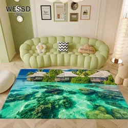 Landscape Carpet Living Room Large Rug 3D Marine Style Rug Bedroom Bed Home Decoration Washable Floor Mat In The Kitchen