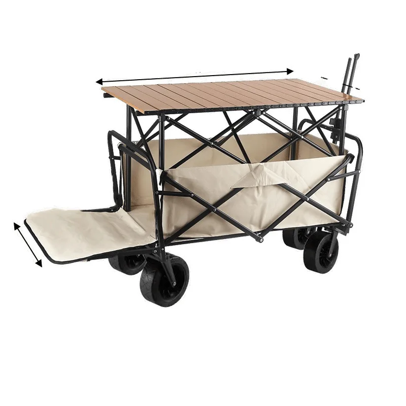 

Rear flip new camping cart foldable outdoor hand push picnic cart camp trailer trolley small trolley camper
