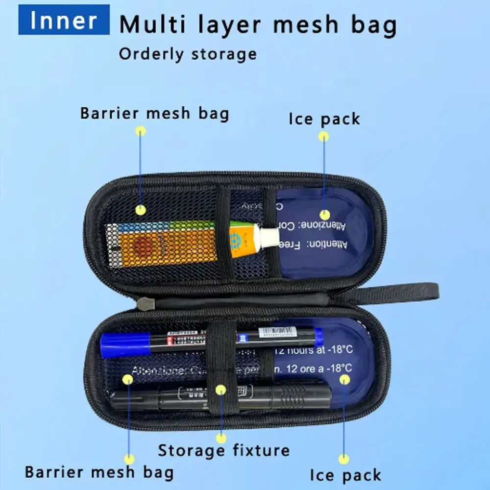 Portable Insulin Cooling Bag Diabetic Pocket Pill Protector PU Waterproof Thermal Insulated Medicla Cooler