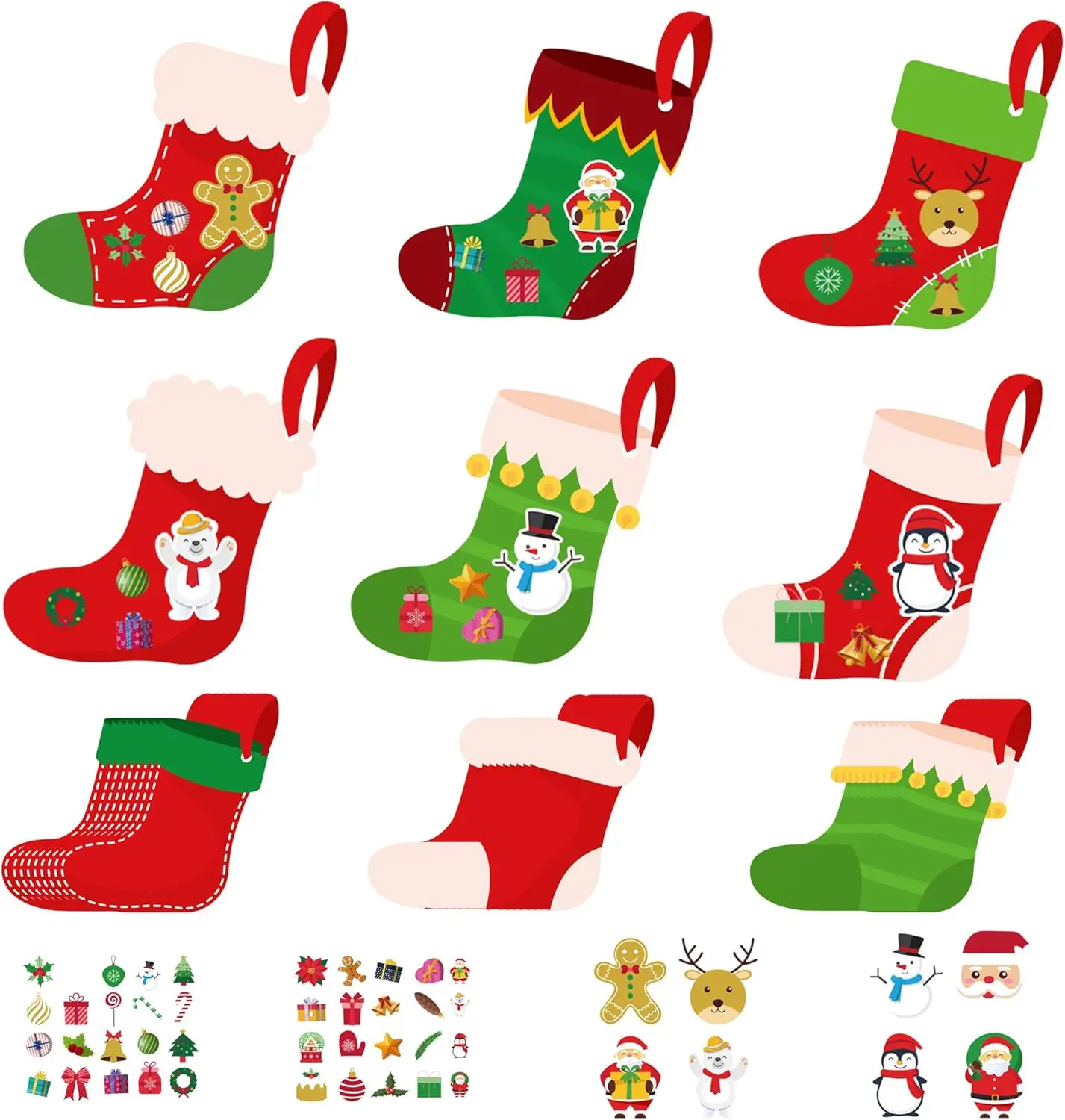

Christmas Craft Kits with Stickers for Kids Christmas Stockings