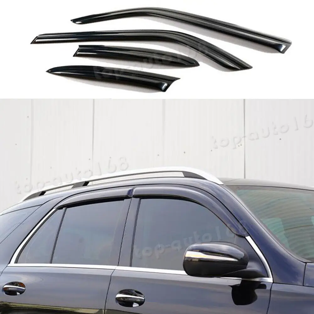 Black Window Visor Vent Shades Sun Rain Guard For Mercedes-Benz GLE SUV 2020-23