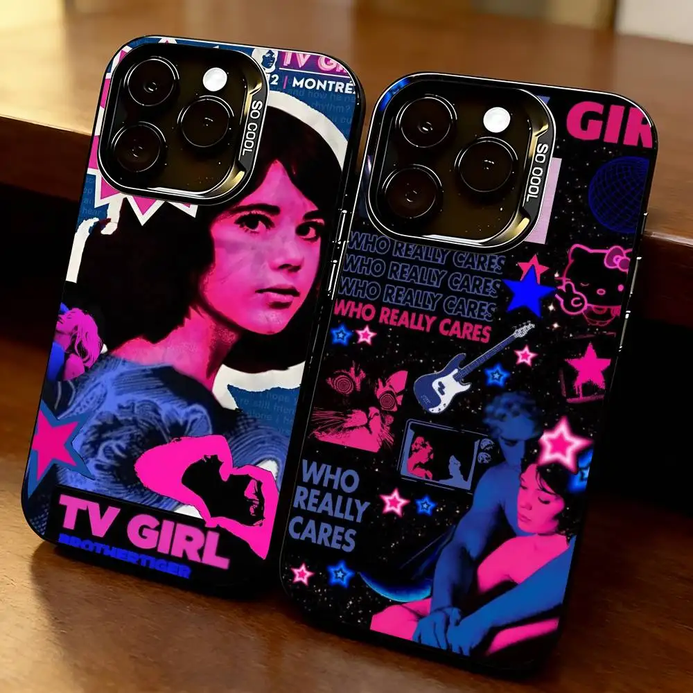 

T-TV Girl Band-d Phone Case For iPhone 17,16,15,14,13,12,11 Plus,Pro Max,XS,Colorful Silver Phone case Funda Cover