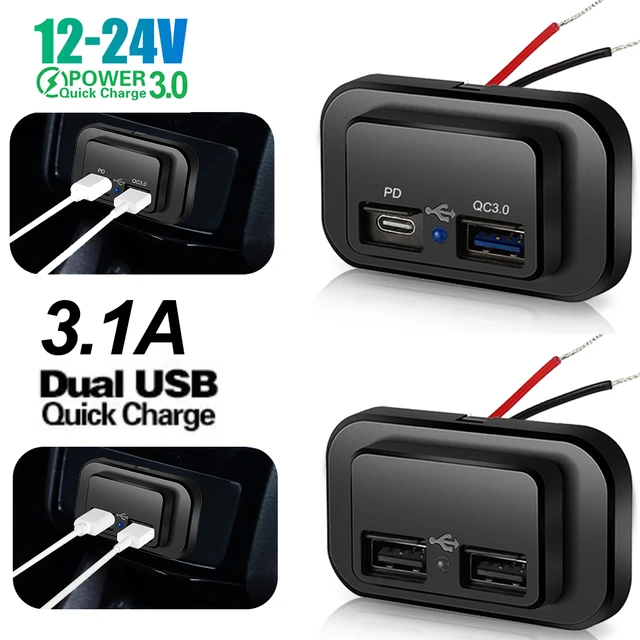 QC3.0 PD Gniazdo ładowarki samochodowej Szybkie ładowanie Podwójna ładowarka USB Panel gniazdowy Zasilacz do ciężarówki Kamper Akcesoria do przyczep kempingowych 12/24V