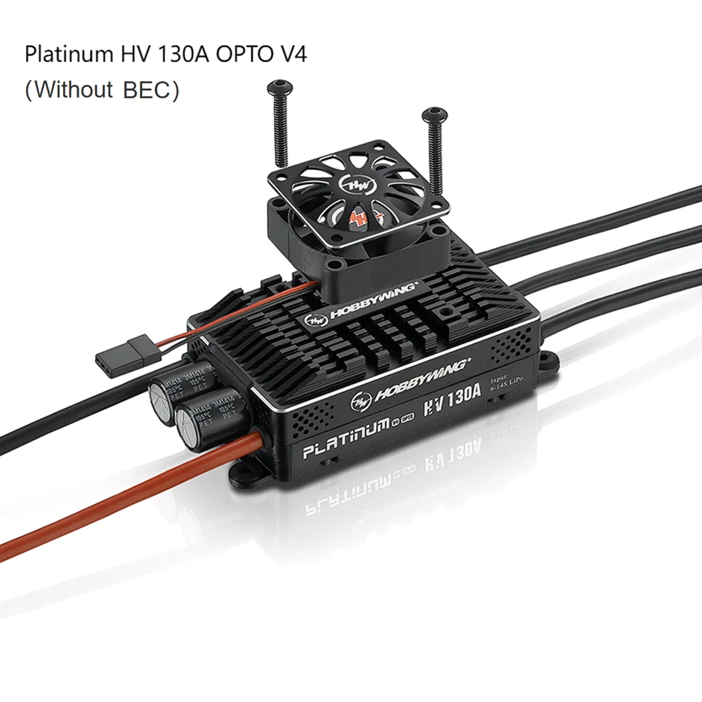 Hobbywing Platinum HV 130A OPTO V4 Brushless ESC 130A 6-14S LiPo（Without BEC ) Air Mode for RC Helicopter Fixed-wing Airplane