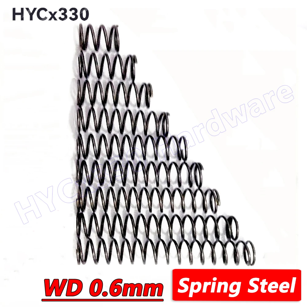 Drahtdurchmesser 0,6 mm, Federstahl, Druckfedern, Druckfeder, Außendurchmesser 3 mm bis 14 mm, Länge 5 mm bis 300 mm