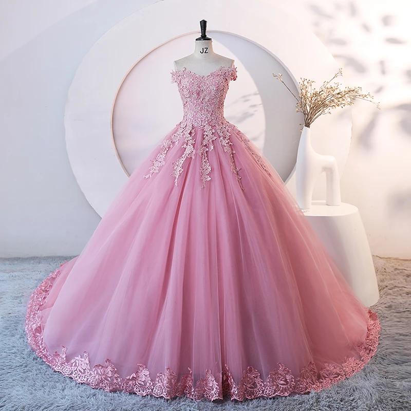 

Dust Pink Party Dresses 15 Quinceanera Dresses Ball Gown Elegant Off Shoulder Prom Gown Formal 15 Year Old Dress Customized