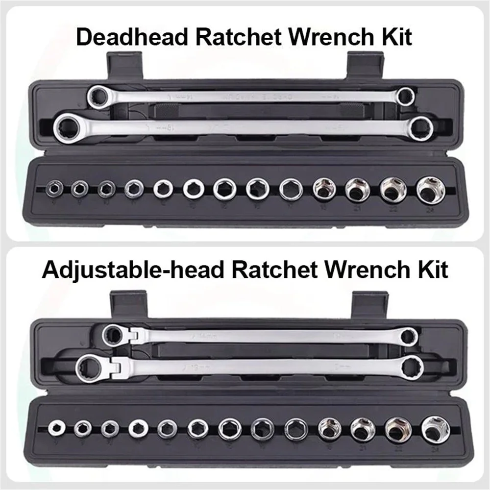 

15pcs Adjustable Ratchet Wrench Kit / 15Pcs Deadhead Ratchet Wrench Kit Car Bike Allen Key Tool Socket Kit