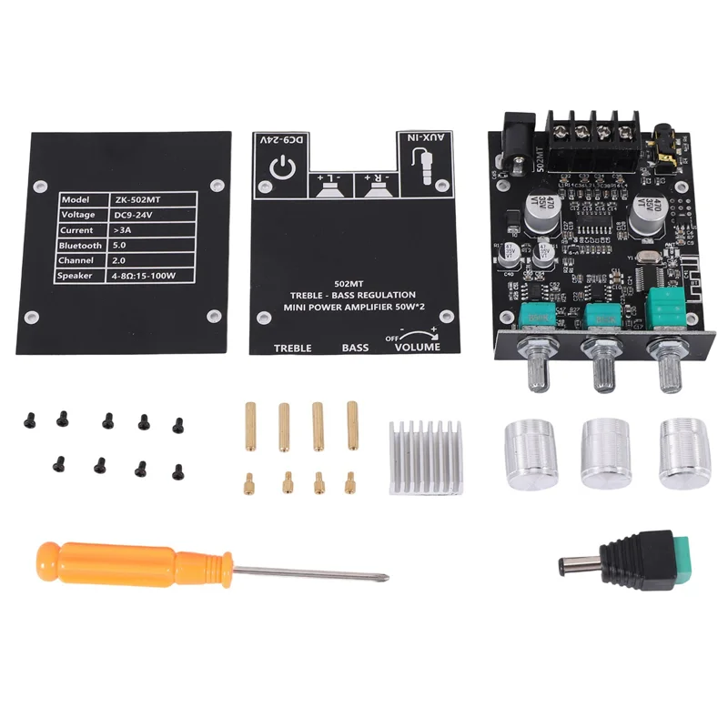 

ELECT-10X ZK-502MT Bluetooth 5.0 Subwoofer Amplifier Board 2.0 Channel High Power Audio Stereo Amplifier Board 2X50W Bass AMP