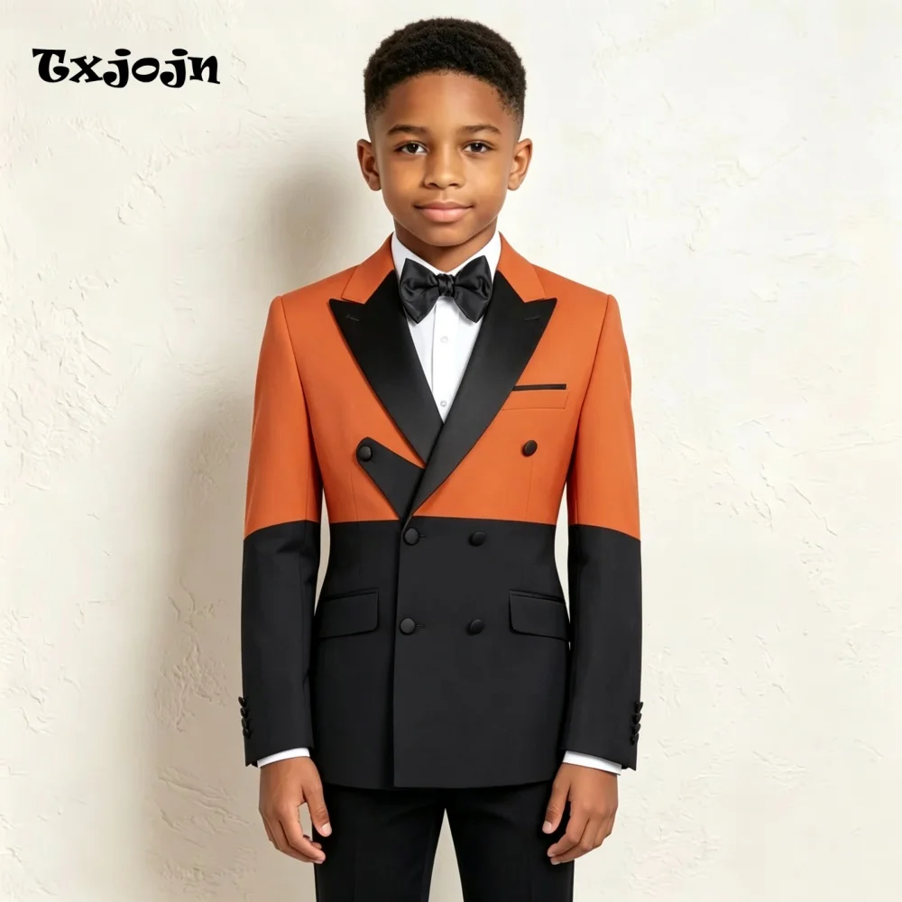 Formal Boys Suit Fashion Wedding Tuxedos 2-piece Set Trend Pointed Collar Jacket Double Breasted Blazer Pants for Party