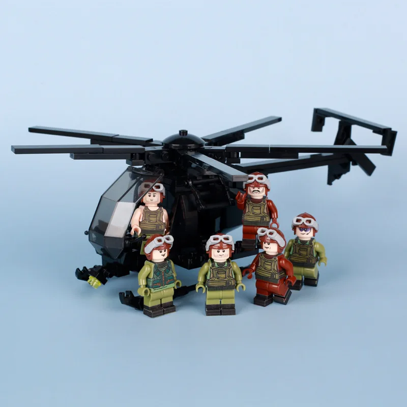 Modern Military US MH-6 Little Bird helicopter Technology Bricks DIY Toys For Kids Children Gifts moc Blocks