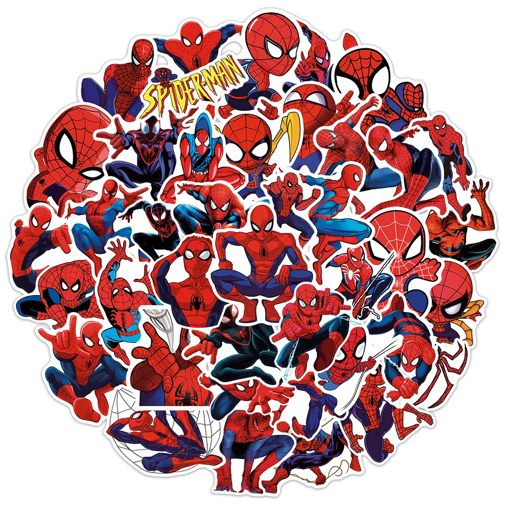 10/30/50PCS Disney Super Hero Spiderman Cartoon Stickers DIY Guitar Laptop Luggage Skateboard Graffiti Decals Fun for Kid Toys