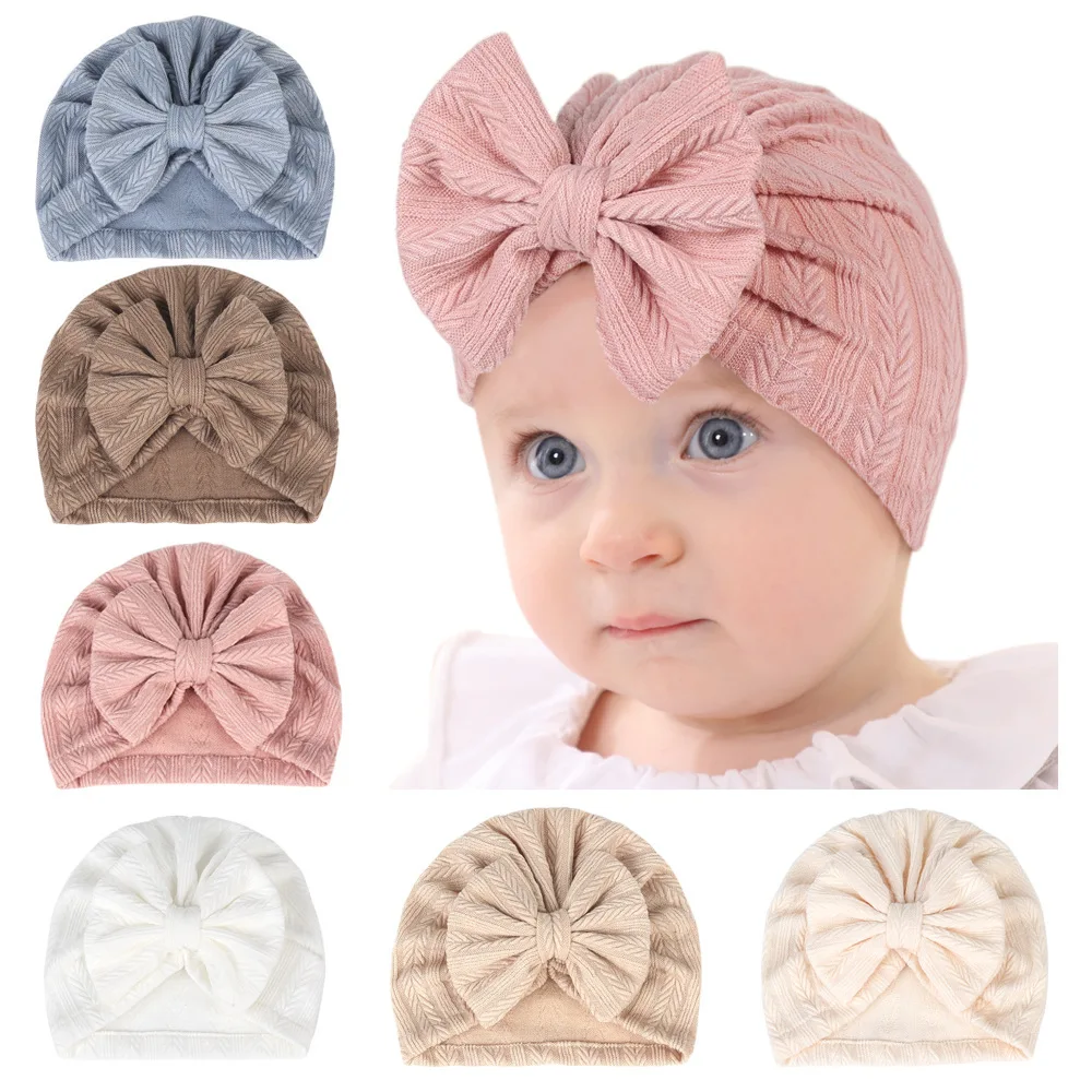 1 Pieces Children Baby Hat Kids Bowknot Cap Newborn Girls photography Props Spring Autumn Modis Beanie Turban Infant Props