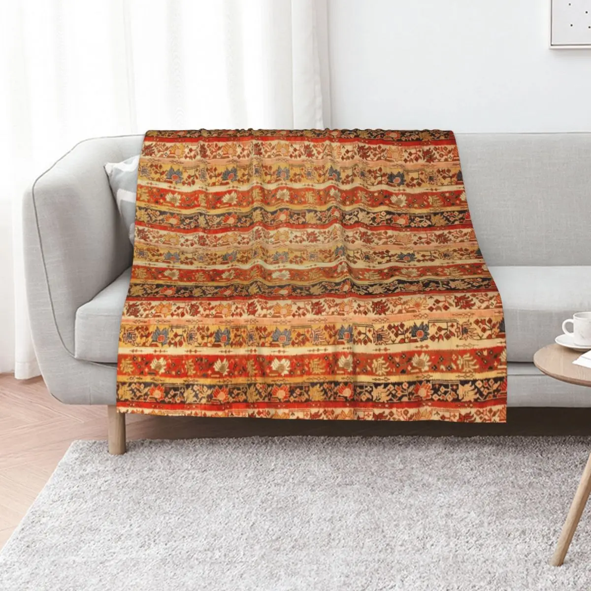 Antique Turkish Oushak Rug Print Throw Blanket Weighted Thin decorative wednesday Thermals For Travel Stuffeds Blankets