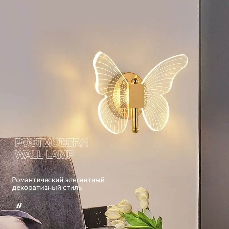 

Modern Luxury Butterfly Metal LED Wall Light Living Room Background Hallway Corridor Bedroom Bedside Home Decor Novelty New