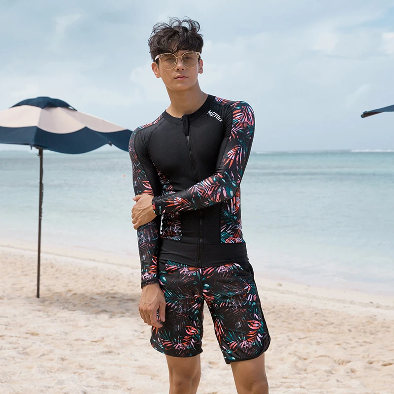 5-częściowy koreański styl Rash Guard stroje kąpielowe dla kobiet bikini do surfingu + koszula + spodnie z długim rękawem UV Rashguard przedni zamek